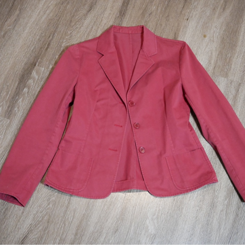 Barneys New York Pink Red Cotton Blazer‎ Jacket Made in Italy Size 8 42